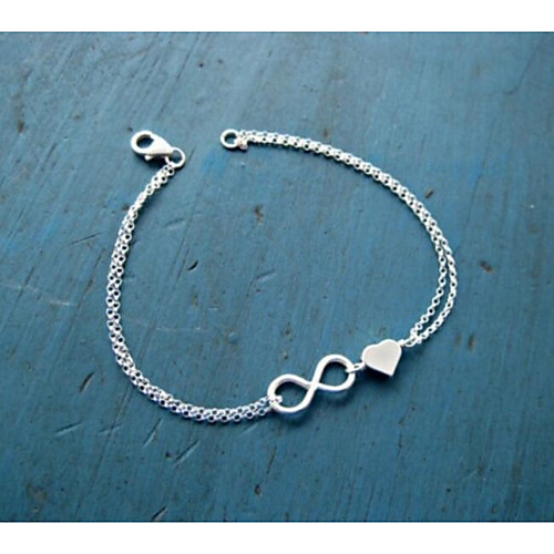 

Women's Chain Bracelet Single Strand Heart Stylish Simple Alloy Bracelet Jewelry Silver For Daily Festival