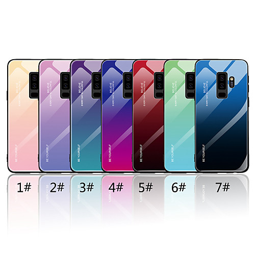

Кейс для Назначение SSamsung Galaxy S9 Plus / S9 Зеркальная поверхность / С узором Кейс на заднюю панель Градиент цвета Твердый Закаленное стекло для S9 / S9 Plus / S8 Plus