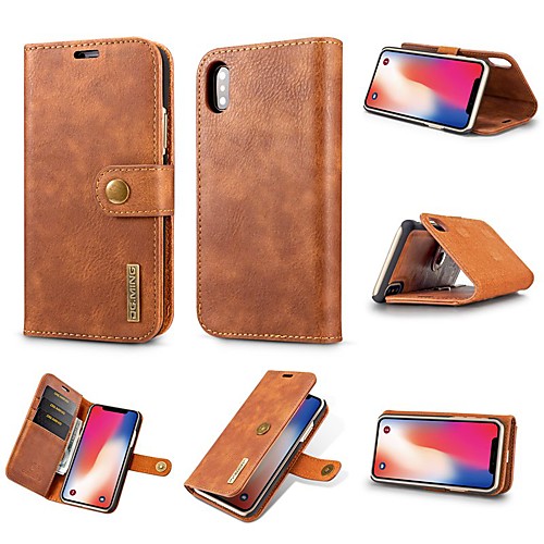 

Case For Apple iPhone XS / iPhone XR / iPhone XS Max Card Holder / Shockproof / with Stand Full Body Cases Solid Colored Hard Genuine Leather