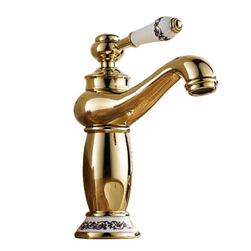 

Brass Bathroom Sink Faucet,Ti-PVD Finish Single Handle One Hole Bath Taps with Hot and Cold Switch and Ceramic Valve