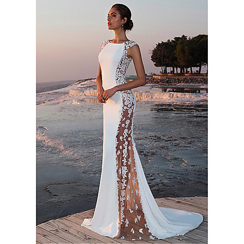 

Women's Bodycon Maxi long Dress White Sleeveless Solid Colored Lace Spring & Summer Round Neck Elegant 2021 S M L XL / Sexy