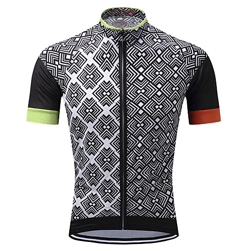 

Men's Short Sleeve Cycling Jersey Summer Polyester Black Plaid Checkered Bike Jersey Quick Dry Moisture Wicking Back Pocket Sports Plaid Checkered Mountain Bike MTB Road Bike Cycling Clothing Apparel