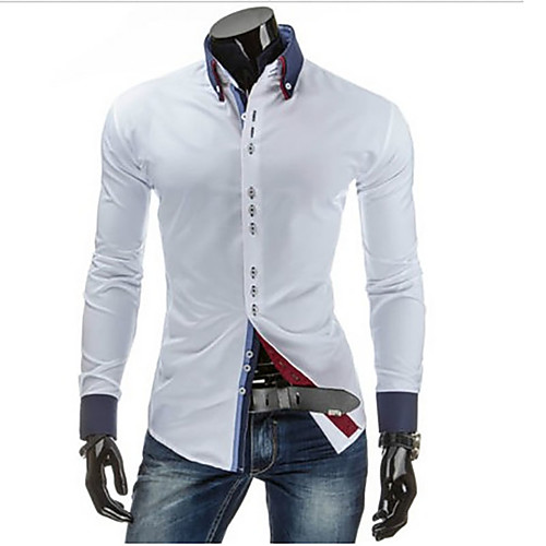 

Men's Shirt Solid Colored Long Sleeve Daily Tops Royal Blue White Black