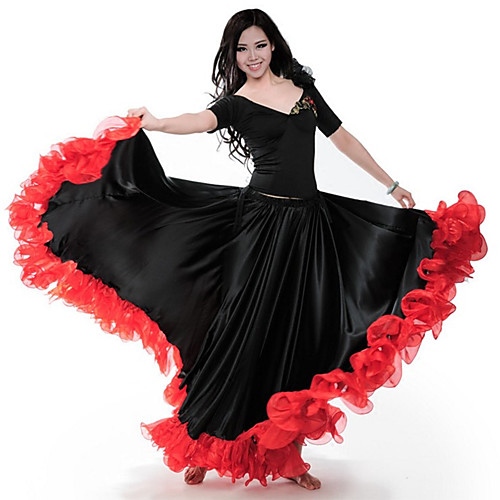 

Latin Dance Skirts Ruching Split Joint Women's Performance Dropped Spandex