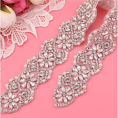 

Silver plated steel Wedding / Party / Evening Sash With Imitation Pearl / Appliques / Crystals / Rhinestones Women's Sashes