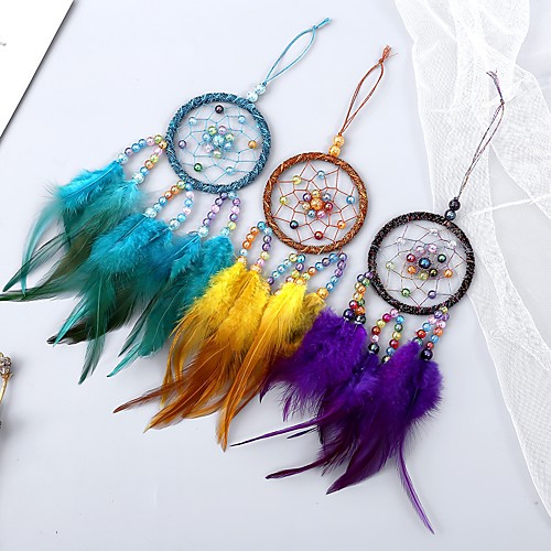 

Boho Dream Catcher Handmade Gift Wall Hanging Decor Art Ornament Craft Feather Bead for Kids Bedroom Wedding Festival 307cm