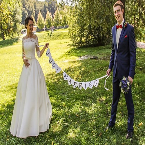 

3M 30Led Just Married Vintage Wedding Bunting Banner Party Decorations Photo Booth Props Garland Bridal Shower Wedding Decoration