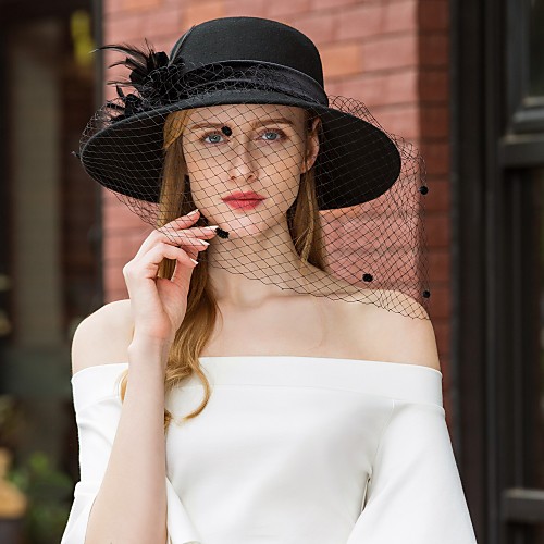 

100% Wool Kentucky Derby Hat / Hats with Rhinestone / Feather 1pc Casual / Daily Wear Headpiece