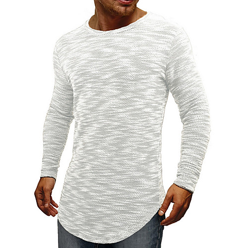 

Men's T shirt Long Sleeve Daily Tops White Black Khaki