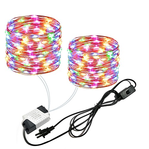 

2x10M 66Ft 2x100leds Waterproof Copper Wire lights Fairy String EU US Plug with Switch Direct use AC85-265V
