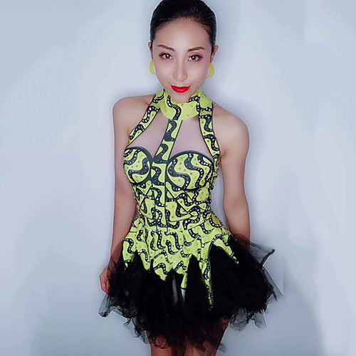 

Exotic Dancewear Dress Split Joint Crystals / Rhinestones Women's Performance Sleeveless Spandex