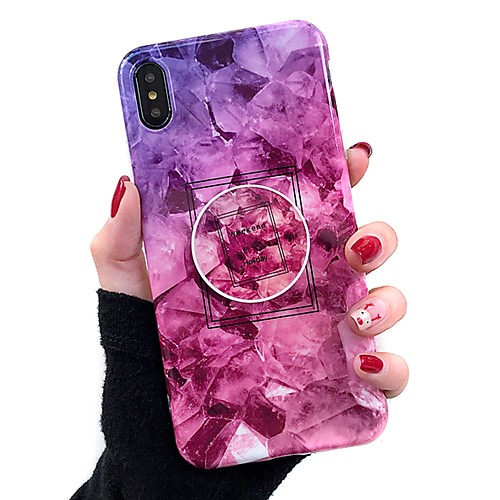 

Кейс для Назначение Apple iPhone XR / iPhone XS Max со стендом / IMD Кейс на заднюю панель Мрамор Мягкий ТПУ для iPhone XS / iPhone XR / iPhone XS Max