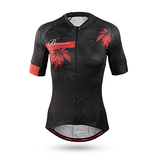 

Mountainpeak Women's Short Sleeve Cycling Jersey Winter Coolmax Black Floral Botanical Bike Jersey Top Mountain Bike MTB Road Bike Cycling Anatomic Design Quick Dry Moisture Wicking Sports Clothing