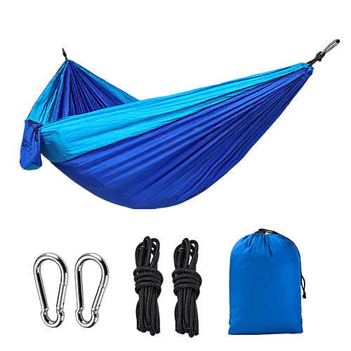 

Camping Hammock Double Hammock Outdoor Portable Quick Dry Ultra Light (UL) Breathability Wearable Nylon for 2 person Fishing Camping Patchwork Black Blue Red 300200 cm