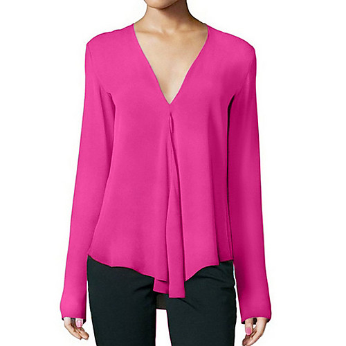 

Women's Blouse Solid Colored Plus Size Chiffon Fashion Long Sleeve Daily Tops Basic White Black Blue