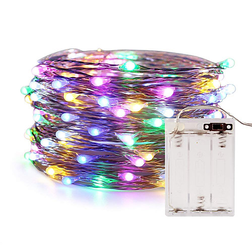 

Copper Wire lights Fairy String 5M 16.5Ft 50leds with 7 different color RGB change automatically Waterproof Christmas strip Lights AA Battery case (Automatic change of color)
