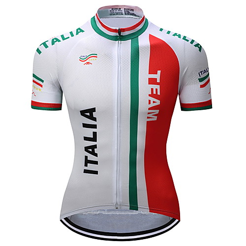 

Men's Short Sleeve Cycling Jersey Summer Polyester Red and White Italy National Flag Bike Jersey Top Mountain Bike MTB Road Bike Cycling Quick Dry Moisture Wicking Back Pocket Sports Clothing Apparel