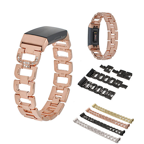 

Ремешок для часов для Fitbit Charge 3 Fitbit Спортивный ремешок / Дизайн украшения Нержавеющая сталь Повязка на запястье