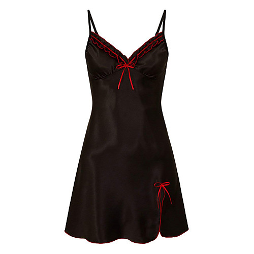 

Women's Lace / Bow Bodysuits Nightwear Solid Colored Black White Purple S M L