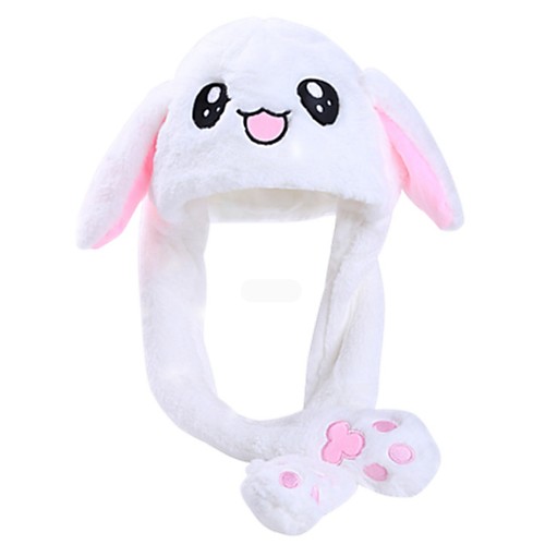 

RabbitHatMovingEarsCuteCartoonToyHatKawaiiFunnyHatBirthdayGiftBunnyPlushCapWinterHatForKidsAdultGirlfriend
