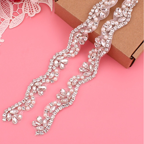 

Silver-Plated Wedding / Party / Evening Sash With Imitation Pearl / Appliques / Crystals / Rhinestones Women's Sashes