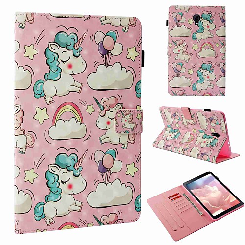

Phone Case For Samsung Galaxy Full Body Case Tab S4 10.5 (2018) Tab A 10.1 (2016) Tab A2 10.5(2018) Card Holder Shockproof Pattern Unicorn Hard PU Leather