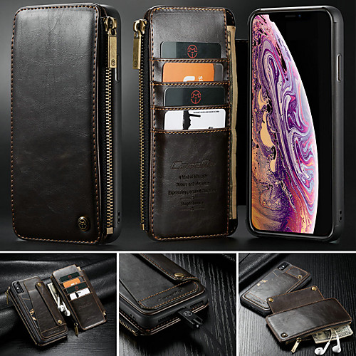 

CaseMe Case For Apple iPhone XS / iPhone XR / iPhone XS Max Wallet / Card Holder / with Stand Full Body Cases Solid Colored Hard PU Leather