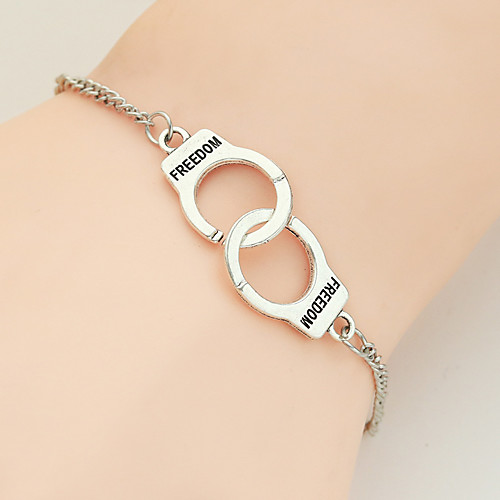 

Women's Chain Bracelet Two tone Balance Partners in Crime Handcuffs Interlocking Interlocking Circle Fashion Trendy Casual / Sporty Alloy Bracelet Jewelry Silver / Gold For Daily Going out