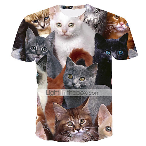 

Men's T shirt Shirt Graphic Animal Print Short Sleeve Daily Tops Basic Streetwear Round Neck Rainbow