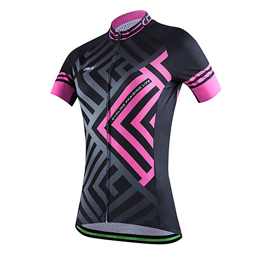 

cheji Women's Short Sleeve Cycling Jersey Summer Polyester BluePink Black Pink Bike Jersey Top Mountain Bike MTB Road Bike Cycling Breathable Back Pocket Sports Clothing Apparel