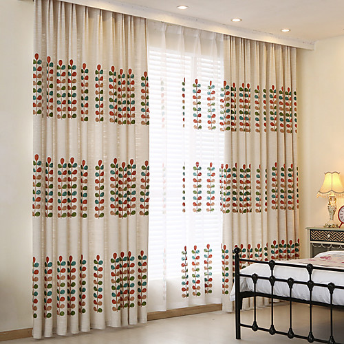

Two Panel Pastoral Style High-Grade Linen Cotton Embroidered Curtains Living Room Bedroom Dining Room Children's Room Curtains