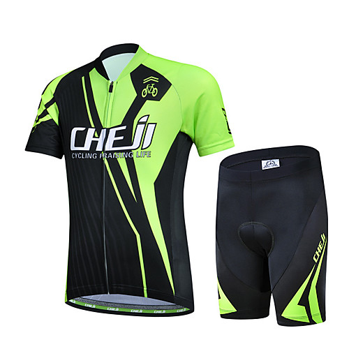 

cheji Boys' Girls' Short Sleeve Cycling Jersey with Shorts - Kid's Green Bike Clothing Suit Breathable Quick Dry Sports Lycra Mountain Bike MTB Road Bike Cycling Clothing Apparel / High Elasticity