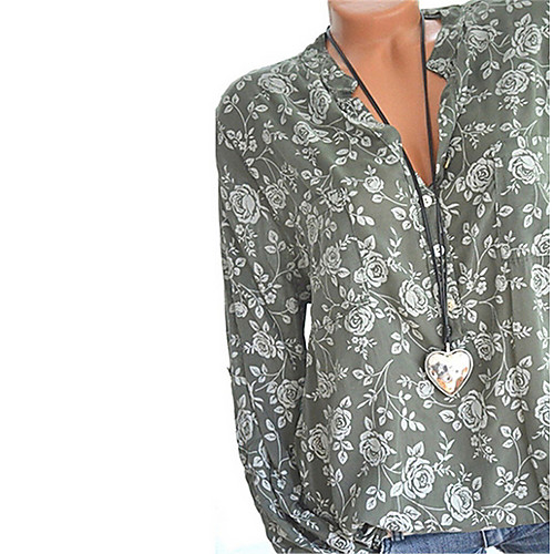

2019 Hot Sale Shirts Women's Plus Size Cotton Loose Shirt - Floral Camisas Mujer Chemise Femme Green XXXL / Spring / Summer