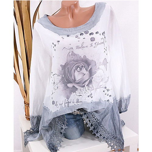 

Women's Blouse Floral Long Sleeve Daily Tops Streetwear Blue Blushing Pink Khaki