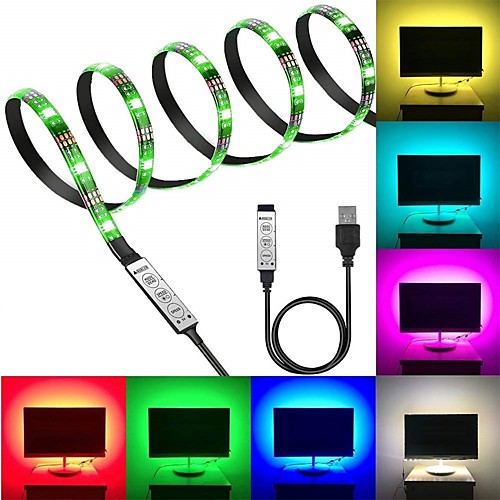 

5V LED Light Strips RGB Tiktok Lights 180 LEDs 5050 SMD 10mm 3M LED LED Light Strips 3-Key Remote Controller RGB Tiktok Lights TV Background Light