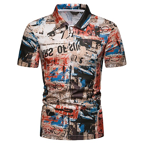 

Men's Polo Graphic Short Sleeve Daily Tops Rainbow