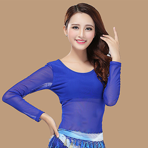 

Belly Dance Top Split Joint Women's Training Performance Long Sleeve Mesh Polyester