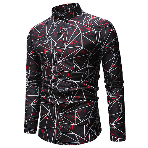 

Men's Shirt Galaxy Color Block Rainbow Print Tops Cotton Blue Red
