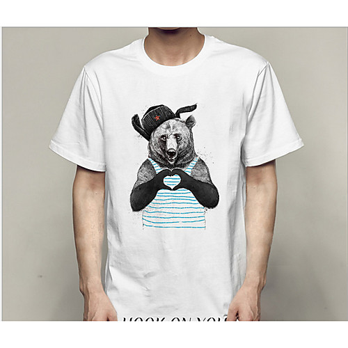 

Men's T shirt Geometric Short Sleeve Holiday Tops White