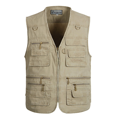 

Men's Hiking Vest / Gilet Fishing Vest Sleeveless Jacket Top Outdoor Quick Dry Lightweight Breathable Sweat wicking Spring, Fall, Winter, Summer POLY Terylene Solid Color Army Green Grey Khaki