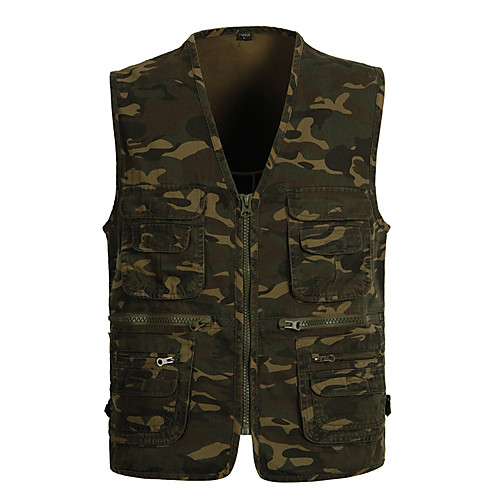 

Men's Hiking Fishing Vest Work Vest Camouflage Outdoor Casual Lightweight with Multi Pockets Winter Summer Travel Cargo Safari Photo Wear Resistance Breathable Waistcoat Jacket Coat Top