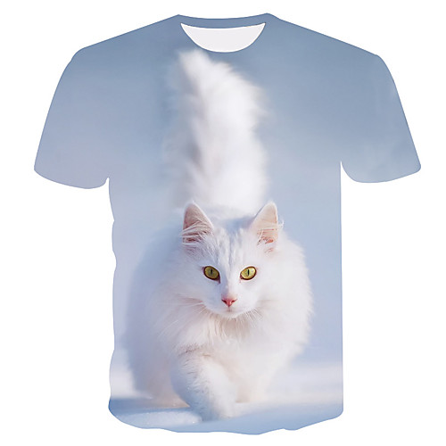 

Men's T shirt Geometric Plus Size Print Short Sleeve Daily Tops Basic Streetwear Light Blue