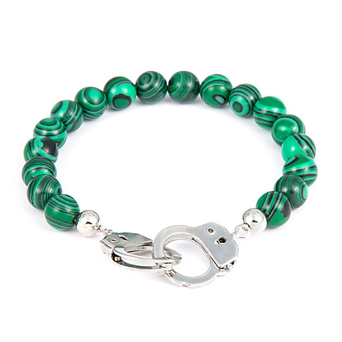 

Men's Bead Bracelet Beads Partners in Crime Handcuffs Classic Vintage Stone Bracelet Jewelry Green For Holiday Going out