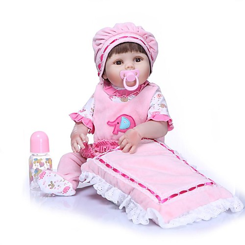 

NPKCOLLECTION 24 inch Reborn Doll Baby Girl Newborn Gift Artificial Implantation Brown Eyes Full Body Silicone Silica Gel Vinyl with Clothes and Accessories for Girls' Birthday and Festival Gifts