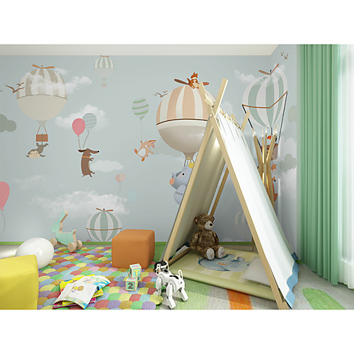 

Nursery Mural Wallpaper Wall Sticker Covering Print Adhesive Required Cartoon Balloon Home Décor Canvas