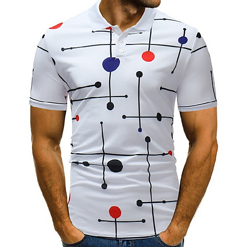 

Men's Golf Shirt Tennis Shirt Polka Dot Print Short Sleeve Daily Tops Streetwear Shirt Collar White Black
