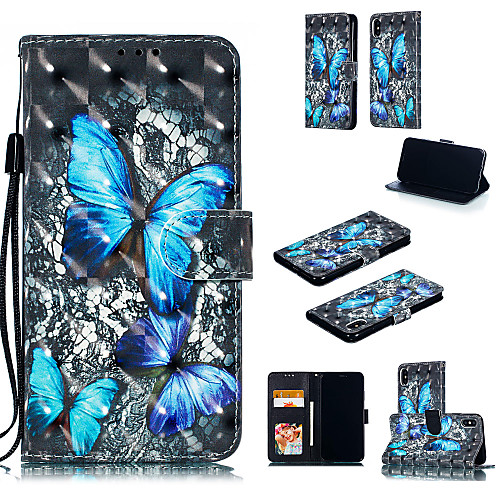 

Case For Apple iPhone XS / iPhone XR / iPhone XS Max Wallet / Card Holder / with Stand Full Body Cases Butterfly Hard PU Leather