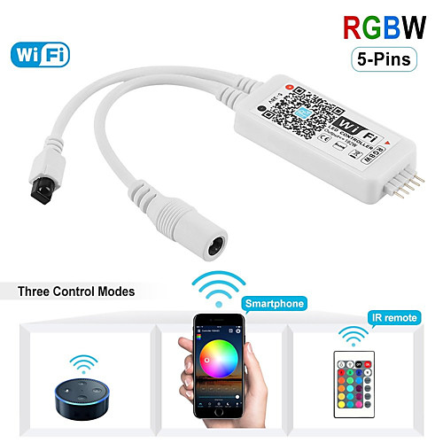 

1 PCS WiFi Wireless LED Smart Controller Alexa Google Home IFTTT CompatibleWorking with AndroidiOS SystemRGBW Strip Lights DC5V-28V