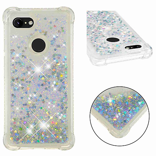 

Case For Google Google Pixel 3 / Google Pixel 3 XL Shockproof / Flowing Liquid / Transparent Back Cover Glitter Shine Soft TPU