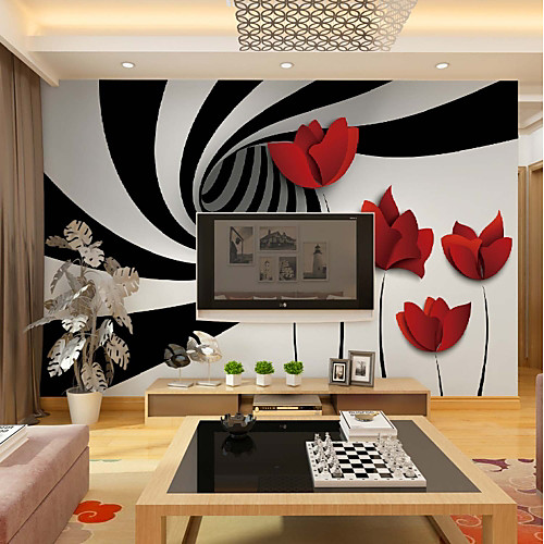 

Mural Wallpaper Wall Sticker Covering Print Adhesive Required 3D Effect Floral Whirlpool Flower Canvas Home Décor